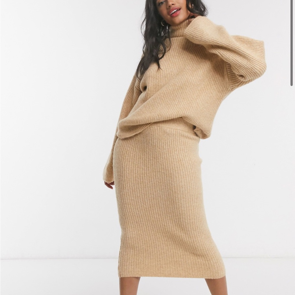 ASOS fluffy sweater midi skirt